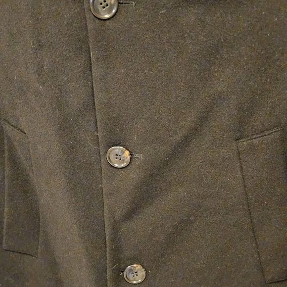 Chaps Ralph Lauren Black Trench Coat Wool Cashmere blend 38 Short - Picture 2 of 8